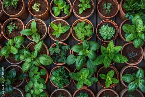 Group of potted plants displaying vibrant green leaves.
