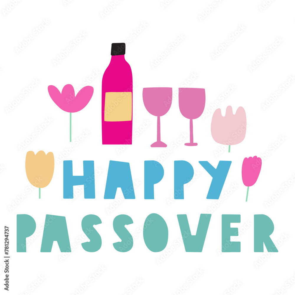Happy Passover. Flat design. Vector illustration on white background. Happy Passover. Flat design. Vector illustration on white background.