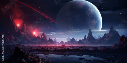 Extraterrestrial red alien landscape