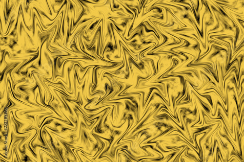 Illustration of vivid yellow and black spreading liquid pattern