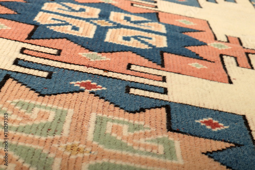 Textures and patterns in color from woven carpets