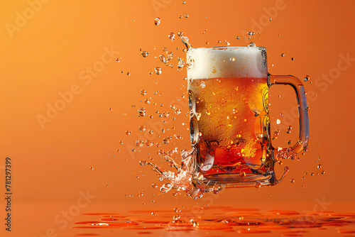 mug of golden beer levitating