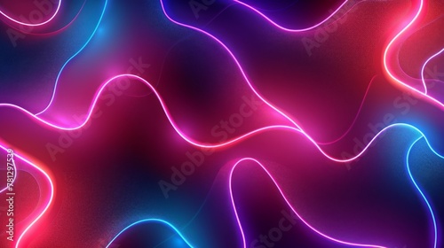 Vibrant Neon Waves on a Dark Background - Abstract Colorful Lighting Design. © Oksana Smyshliaeva