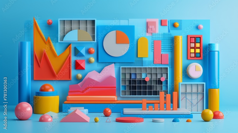 Infographics Design Tips: A 3D vector illustration showcasing the effective use of contrast