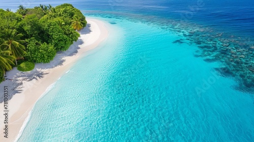 Tropical Paradise: Pristine White Beach and Crystal Clear Turquoise Sea. © Oksana Smyshliaeva