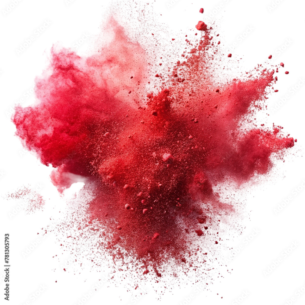 Red particle dust explosion isolated on transparent background Red particle dust explosion isolated on transparent background