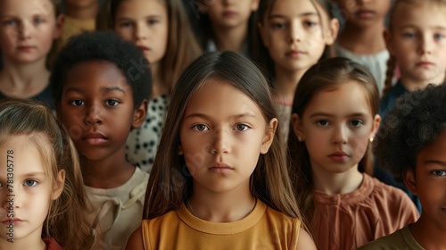 Children of multiple ethnic groups with different skin colors in the same scene