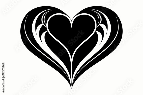  funky heart shape silhouette black vector illustration photo