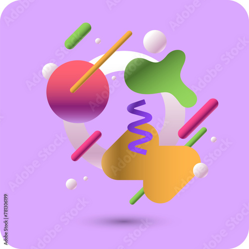 Modern geometric composition of various shapes. Illustration for design. Abstract background in the trend chart.