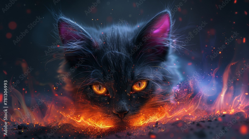 Kitten in a fantasy world - digital illustration