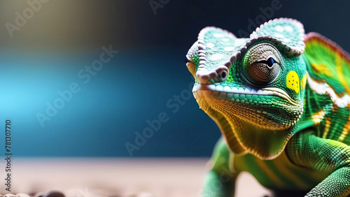 Close-Up Shot of Chameleon in Vivid Detail photo
