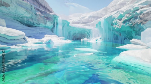 Serene Arctic Iceberg Lagoon: Majestic Frozen Landscape.