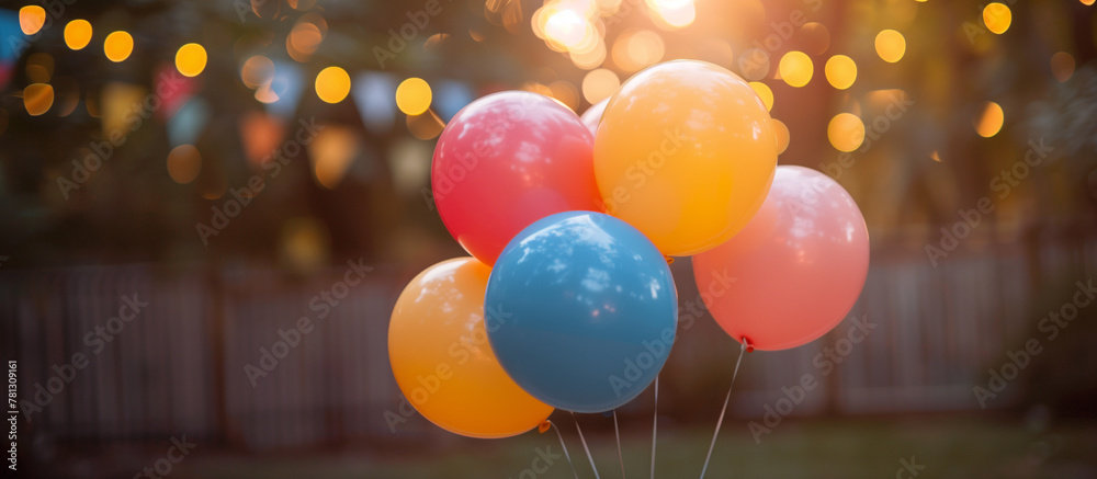 Colorful Birthday Balloons at Dusk Party Ambiance