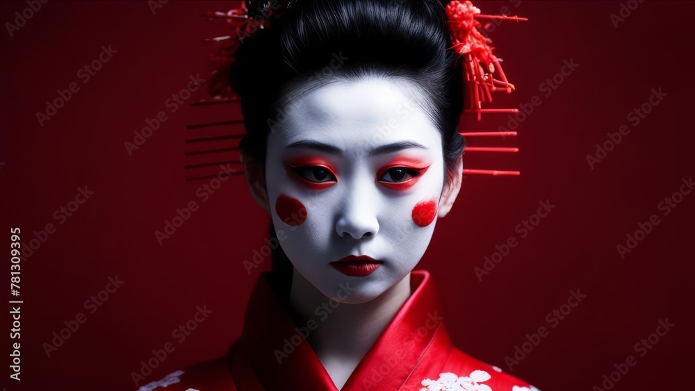 Geisha with beautiful makeup.