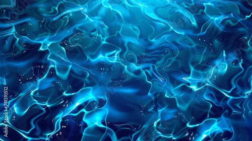 Modern illustration showing ocean, sea, or pool water surface with ripples at the top. Abstract background with light refraction overlay.