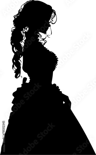 シルエット　ドレスを着た女性