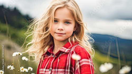 Innocent delight captured in portrait amidst stormy coastal backdrop, embodying cherished childhood.