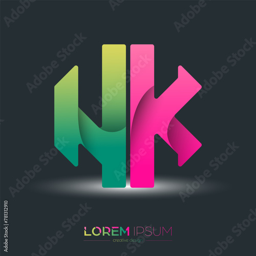 Creative design of the letters N and K. A template for a corporate brand, logo, and business card. A recognizable element of the brand name. The idea of thematic creativity