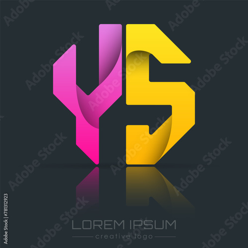 Creative design of the letters Y and S. A template for a corporate brand, logo, and business card. A recognizable element of the brand name. The idea of thematic creativity