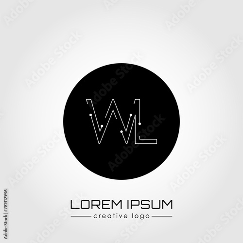 The creative logo is the letter W and L. A design element of a logo, business card, corporate sign or monogram. The idea of a thematic design