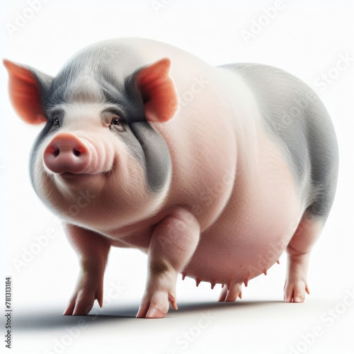 Image of isolated pig against pure white background, ideal for presentations
 photo