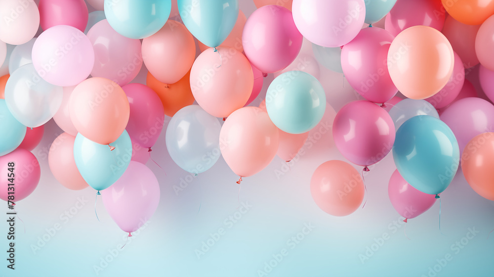Cluster of Pastel Balloons with Delicate Sheen on Light Background