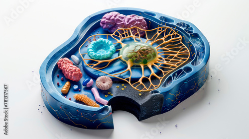 Intricately detailed artistic representation of a human brain in a pan, with a brush adding colorful strokes, symbolizing creativity, thought process, and mental health. Banner. Copy space