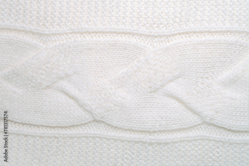 Close-Up of White Knitted Blanket