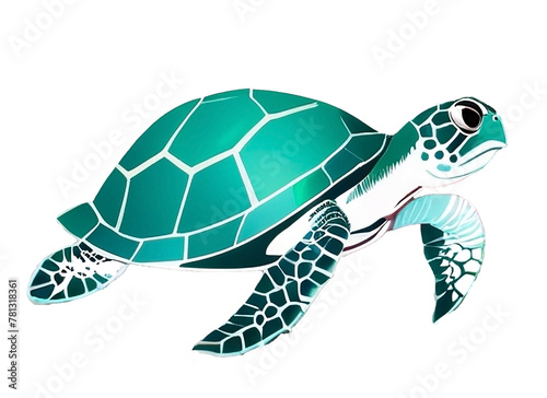 Sea turtle cute cartoon beautiful vector illustration . isolated on white background