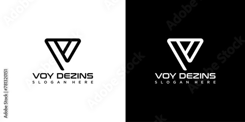 Letter V logo design in a moden geometric black and white background. Vector photo