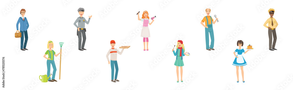 Young Man and Woman of Different Profession in Uniform Vector Set Young Man and Woman of Different Profession in Uniform Vector Set