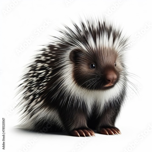 Image of isolated porcupine against pure white background, ideal for presentations
 photo