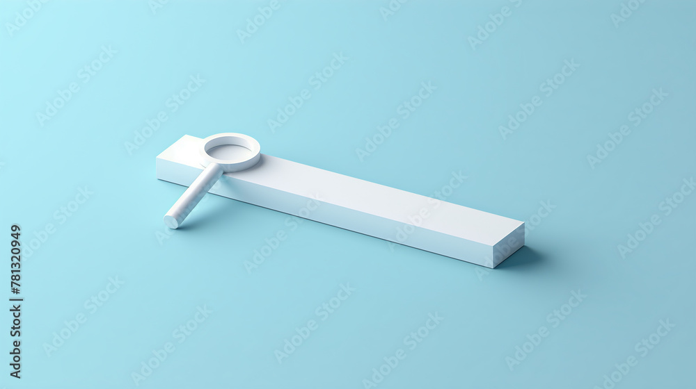 Minimalist Search Icon on White Lever with Blue Background - obrazy, fototapety, plakaty 
