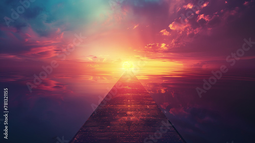 A visually striking image representing the journey of healing, with a pathway leading from darkness to a brightly lit horizon, emphasizing mental health awareness photo