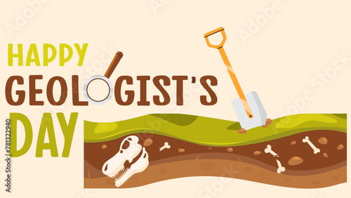 Simple vector illustration of world geologists day.Banner on geology theme