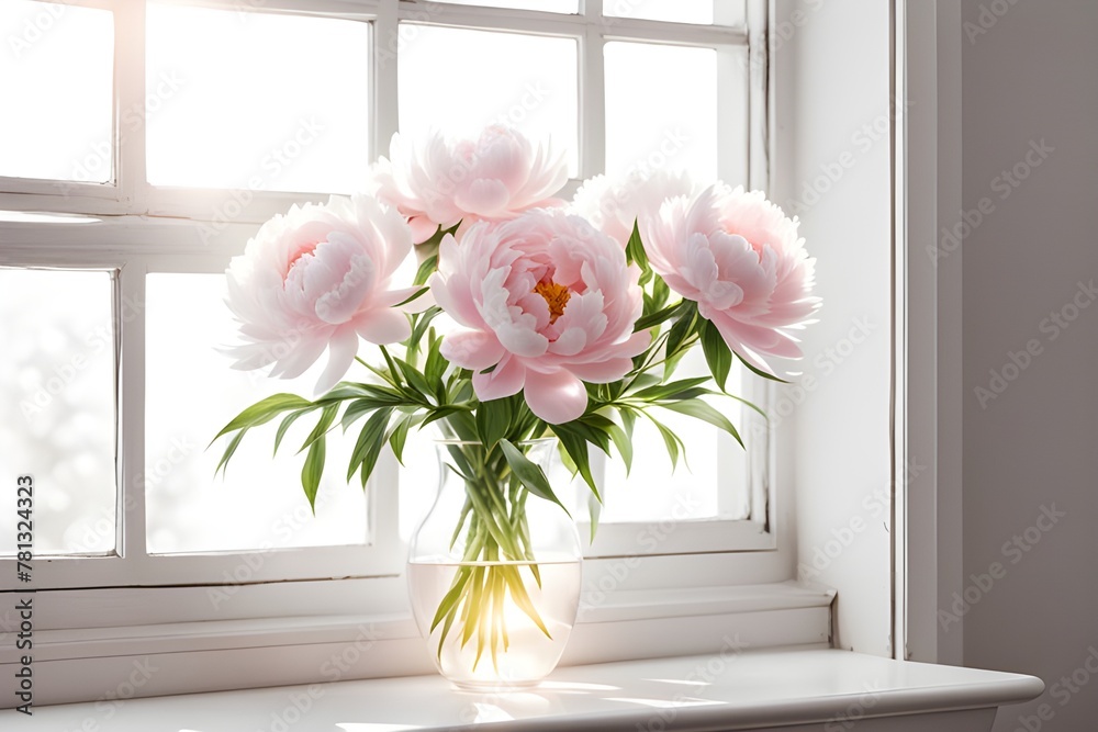 pink and white peonies flowers