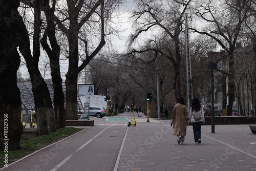 Abay Avenue, Almaty City in Kazakhstan. 27 March 2024