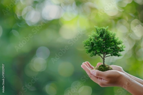 hand planting trees Environmentally friendly and socially responsible campaign concept