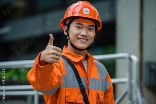 A worker with safety helmet, Ready to working in factory