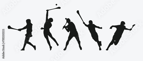 silhouette set of hurling sport. vector illustration. photo