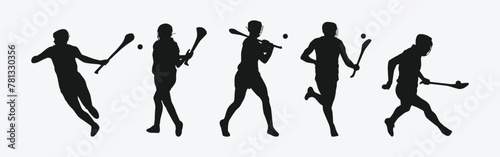 silhouette set of hurling sport. vector illustration. photo