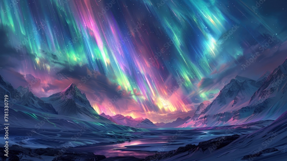 Mesmerizing Aurora Adventure Across the Celestial Night Sky with Vibrant Colors