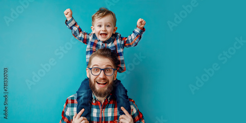 Happy Father Days Image with Father and Son and Space for Copy © JJAVA