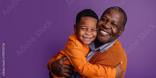 Happy Father Days Image with African American Grandfather and Grandson and Space for Copy