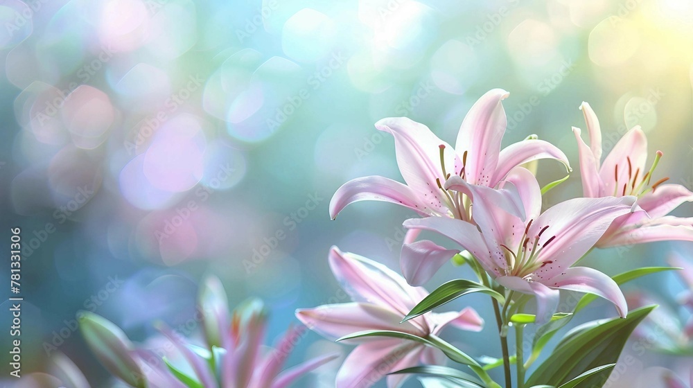 Fototapeta premium Nature background with lily flowers