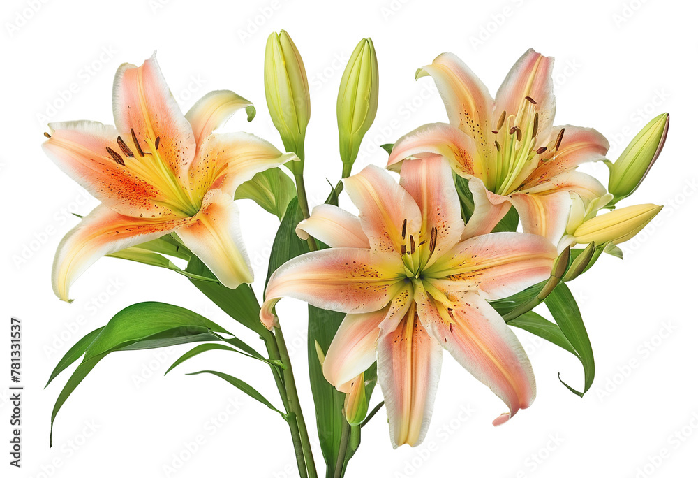 High-Quality PNG of Elegant Blooming Lilies with Buds