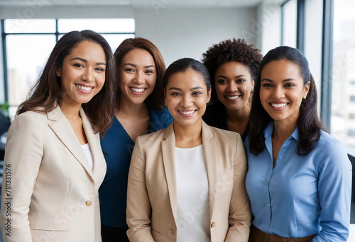 Group Photo of DEI Mixed Ethnic Woman in Professional Workplace Environment, Female Workforce Influence Making a Difference in Business and Economy © Snap2Art
