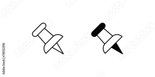 push pin icon with white background vector stock illustration