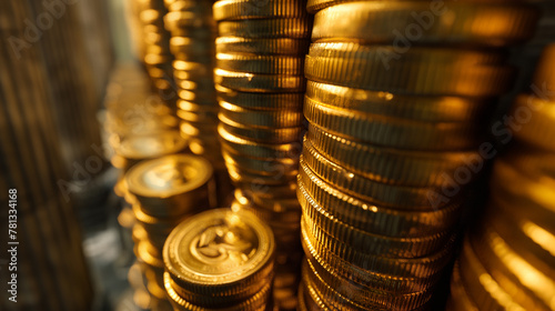 gold coins background, concept of wealth business revenue 