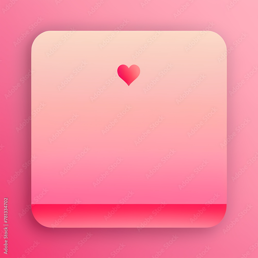 Pink gradient square with a red heart on a pink gradient background. Love, Valentine's Day, Romantic banner, note, social media post, gift, card, invitation, background with copy space. Pink gradient square with a red heart on a pink gradient background. Love, Valentine's Day, Romantic banner, note, social media post, gift, card, invitation, background with copy space.